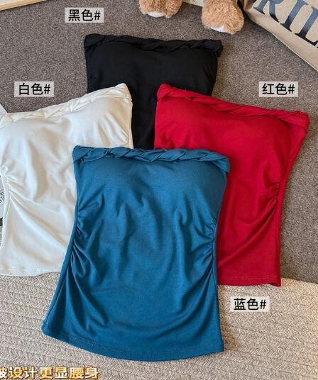 실사 감소되지 않음 이른 봄 새로운 사람들 면 핫걸 튜브탑 조끼 몸매 가꾸기 인사이드 가져 가라. 벨트 가슴 패드 민소매 언더 코트