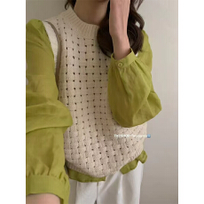 批发实拍高品质马甲<b class='q'>春</b>季时尚休闲百搭纯色镂空洋气可叠穿外搭上衣女