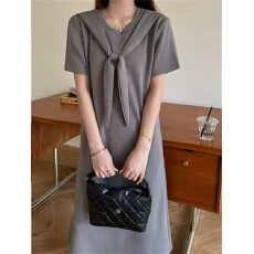 批发2026新款时尚韩版夏季新款<b class='q'>休闲</b>宽松慵懒风气质短袖披肩t恤连衣裙