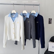 批发学院风假两件针织衫女春季新款设计感拼色长袖<b class='q'>毛衣</b>开衫软糯<b class='q'>羊绒</b>衫