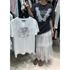 2026春夏季新款减龄蕾丝钩花贴布短袖T恤设计感字母百搭上衣潮女