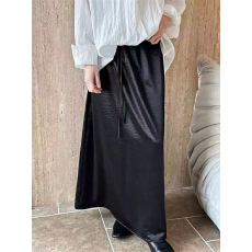 批发实拍新款<b class='q'>半身裙</b>中长裙女春夏季垂坠感休闲优雅大摆松紧腰a字裙子