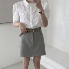 批发实拍西装半身裙女春夏新款小个子辣妹时尚高腰包臀a字短裙防走光