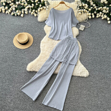 批发韩系通勤风修身背心阔腿<b class='q'>裤</b><b class='q'>两件套</b>女夏季宽松高级感气质穿搭套<b class='q'>装</b>