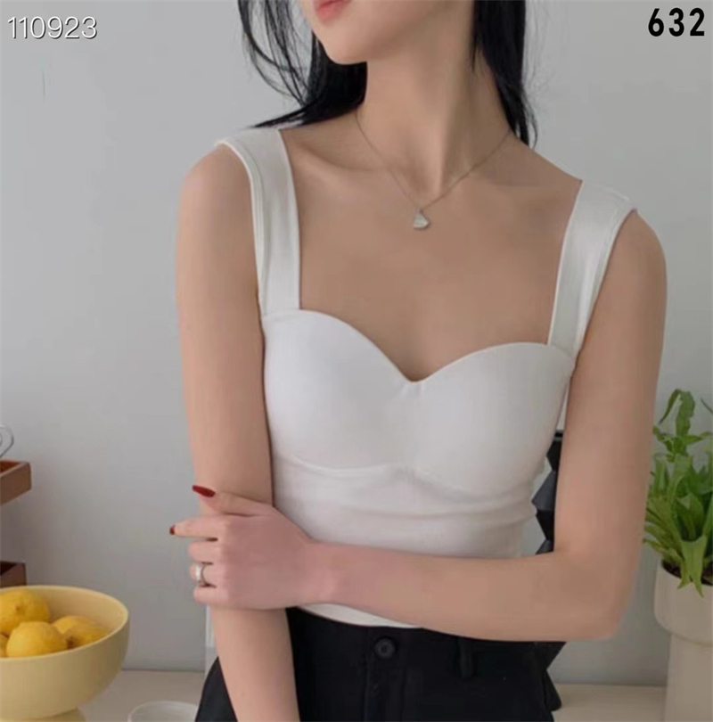 실사 정가 여름 한국 스타일 섹시한 아름다움 멜빵 가슴 패드 민소매 조끼 몸매 가꾸기 슬림해 보이는 만나는 패션 맨위