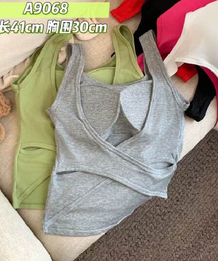 인터넷 유명인 같은 단락 아메리칸 패션 십자가 조끼 여자 칼라 몸매 가꾸기 인사이드 가져 가라. 나만의 것을 가져와 라. 가슴 패드 표지 대리인 우유 아름다움 뒤로 여성