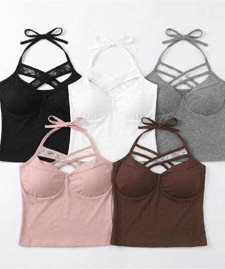 순수한 욕망 섹시함 십자가 디자인 센스 홀로우 아웃 행침 목 캐미솔 여름 섹션 인사이드 가져 가라. 벨트 가슴 패드 핫걸 맨위