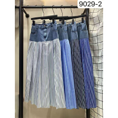 批发实拍美式复古小众格子拼接牛仔半身裙<b class='q'>女</b>夏新款时尚高腰显瘦a字裙