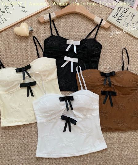 달콤한 매운맛 바람 V넥 나비 매듭 레이스 캐미솔 벨트 가슴 패드 순수한 욕망 섹시함 백리스 슬림해 보이는 다용도 맨위