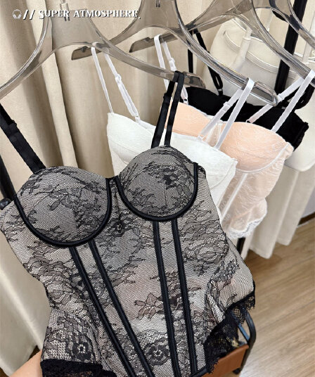 힘 공장 폭발 레이스 스트랩 생선뼈 코르셋 패션 섹시함 캐미솔 벨트 가슴 패드 핫걸 맨위 여성