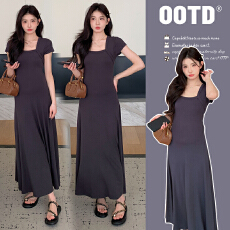 批发实拍  孕妇装2025<b class='q'>夏</b>季新款法式收腰纯欲风高腰宽松圆领大摆裙