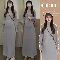 批发现 <b class='q'>孕妇装</b>2025秋冬季新款法式高级感高领连衣裙子内搭打底收腰气