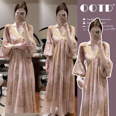 批发实拍 孕妇装连衣裙2026<b class='q'>春</b>夏新款重工慵懒度假高级感晕染长裙