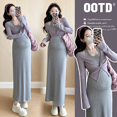 批发实拍現货~孕妇装2025春夏新款设计感<b class='q'>百搭</b>针织撞色时尚套装