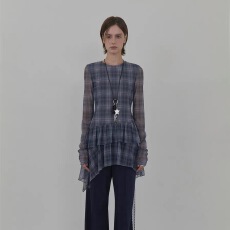 批发<b class='q'>格</b>纹流浪裙2025秋冬新款女内搭层次感圆领长袖短款<b class='q'>连衣裙</b>