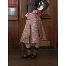 批发DKZ 咖色小鹿纹百褶半身裙女秋<b class='q'>冬</b>新款复古水洗中裙