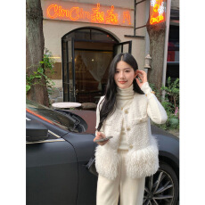 批发秋冬新款高级感时尚法式<b class='q'>马甲</b>外套女小香风<b class='q'>马夹</b>背心保暖修身上衣