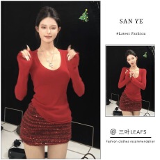 批发2025新年高级感气质亮片半身裙包臀裙女装冬季高腰显瘦A字裙短裙