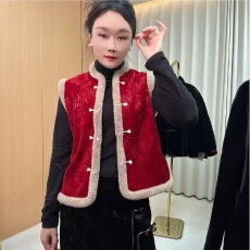 批发2025新中式马甲国风唐装复古加绒无袖中国红外套马夹春秋款开衫女