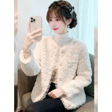 批发米白色羊羔毛皮毛一体短款加厚外套2025冬季新款深冬爆款上衣<b class='q'>女装</b>