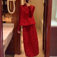 批发新中式国风红色马甲套装裙女秋冬2025新款回门订婚结<b class='q'>婚礼</b><b class='q'>服</b><b class='q'>敬酒</b><b class='q'>服</b>