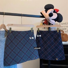 批发格纹复古半身裙女秋季磨毛加厚高腰包臀裙子显瘦百搭半裙a字短裙