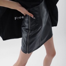 批发美式辣妹PU皮裙秋冬新款设计感高腰显瘦半身裙气质A字包臀短裙子