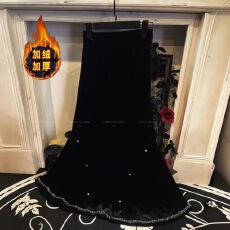 批发星钻半裙高级感轻奢丝绒钉钻拼接秋<b class='q'>冬</b>加绒加厚显瘦中长半身裙