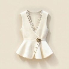 批发<b class='q'>马甲</b>女冬新款巨好看高端时髦洋气叠穿小香风掐腰白色针织外套