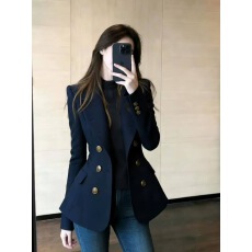 批发法式高级感藏青色<b class='q'>双排扣</b><b class='q'>西装</b>2026春季新款气场强大通勤风外套上衣