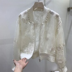 批发新中式国风高档钉珠刺绣防晒衣外套2026夏装新款圆领设计感棒球服