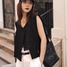 批发西装马甲外套<b class='q'>秋</b>季不规则圆领双排新款设计休闲时尚宽松坎肩