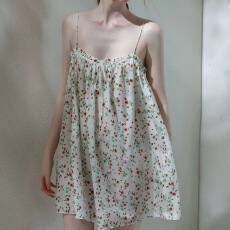 批发大码女装胖mm洋气印花吊带睡裙少女感小清新短款睡衣裙甜美家居服