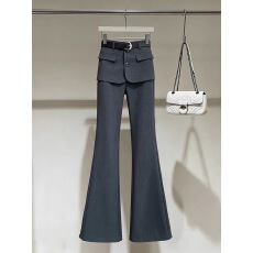 批发今年流行款的裤子2026新款巨好看高级感通勤小个子微喇灰色裤子女