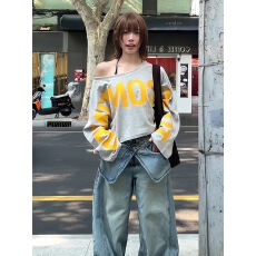 批发【21支纯棉精梳紧密】长袖t恤女秋新款宽松显瘦上衣