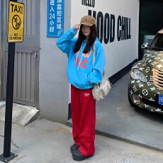 批发【薄款+加绒 纯棉 成品】涂鸦字母连帽<b class='q'>卫衣</b>女加绒加厚外套潮