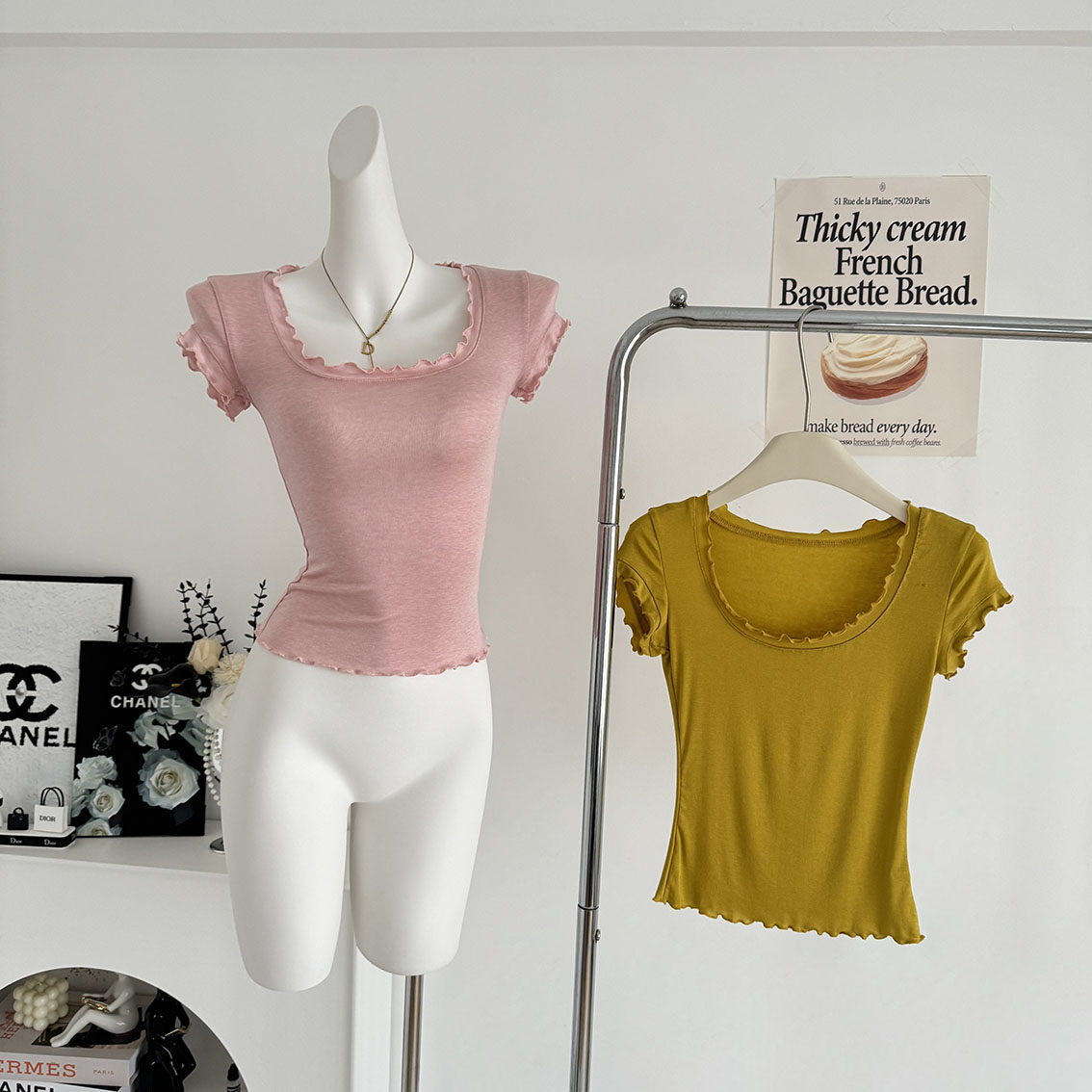 jmshop 아름다움 욕망 빛 요리 한 tee 정회원 보존 주간 실크 양모 반팔 티셔츠 여성 u 칼라 물결무늬 측면에 의류