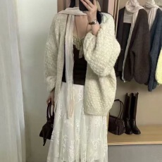批发温柔风软糯宽松开衫毛衣女2026秋冬新款韩系软糯百搭<b class='q'>针织</b><b class='q'>外套</b>