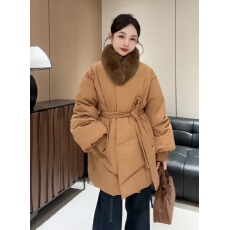 批发韩版系带大毛领短款<b class='q'>羽绒服</b>女2025冬季收腰小个子白鸭绒保暖外套潮