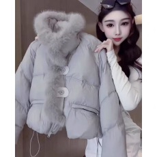 批发2025冬季新款韩版高级感洋气毛领短款羽绒服女加厚保暖面包服外套