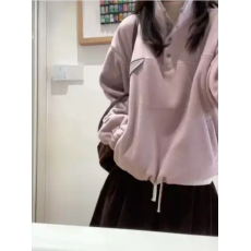 批发韩系<b class='q'>休闲</b>慵懒风摇粒绒半拉链卫衣女秋冬百搭长袖加厚保暖打底衫潮