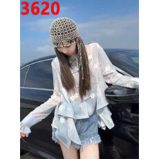批发中式刺绣花纹轻薄微透长袖立领盘扣防晒时装衬衫2025秋季新款女