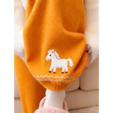 批发2025冬爆款橘色小马提花裤子女宽松垂感温柔慵懒风保暖时尚<b class='q'>休闲裤</b>