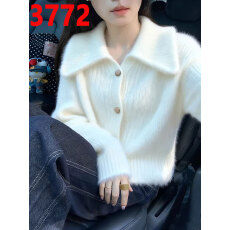 批发白色马海毛翻领长袖毛衣女2025秋冬新款洋气软糯奶呼呼外套上衣服