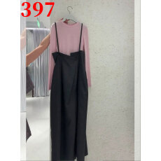 批发简约轻熟风成套<b class='q'>女装</b>早秋粉色打底t恤吊带背带裤遮肉显瘦两件套潮