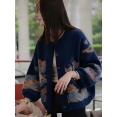 批发独特高端新中式国风开衫毛衣外套女2026秋季新款慵懒宽松针织上衣
