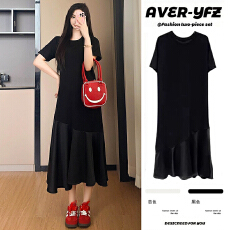 批发实拍#<b class='q'>孕妇</b><b class='q'>连衣裙</b>夏装2026<b class='q'>新款</b>高级感赫本风鱼尾拼接小黑裙夏季女