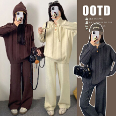 批发新品#孕妇秋冬套装2025新款韩系慵懒风加厚连帽毛衣+阔腿<b class='q'>裤</b><b class='q'>两件套</b>
