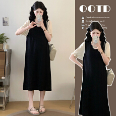 实拍#孕妇连衣裙夏装2026新款设计感小众灯笼袖简约夏季孕妇裙子