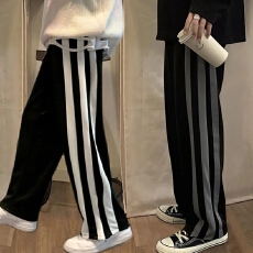 批发【有熨烫品质把控】条纹拼接裤子女夏季薄款新款休闲<b class='q'>运动</b>卫裤